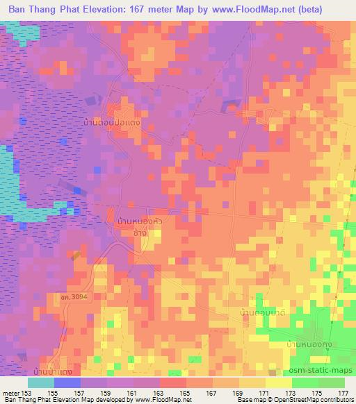 Ban Thang Phat,Thailand Elevation Map