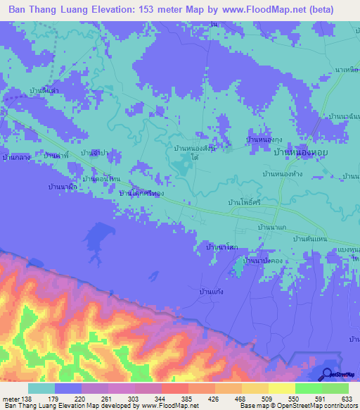 Ban Thang Luang,Thailand Elevation Map