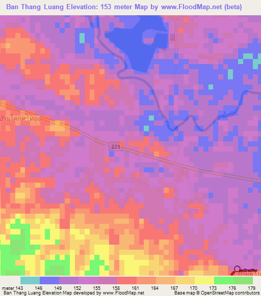 Ban Thang Luang,Thailand Elevation Map