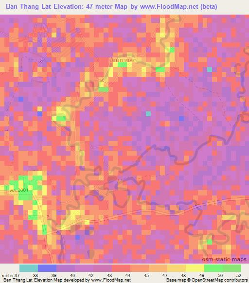 Ban Thang Lat,Thailand Elevation Map