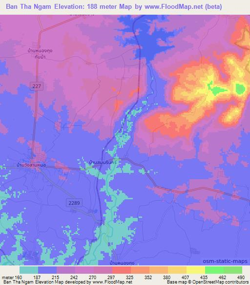 Ban Tha Ngam,Thailand Elevation Map