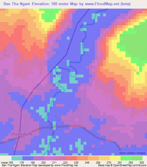Ban Tha Ngam,Thailand Elevation Map