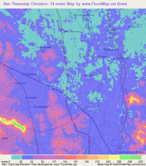 Ban Thamniap,Thailand Elevation Map