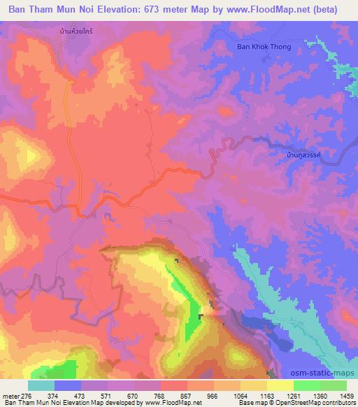 Ban Tham Mun Noi,Thailand Elevation Map
