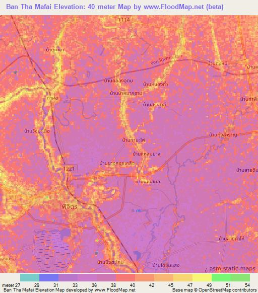 Ban Tha Mafai,Thailand Elevation Map