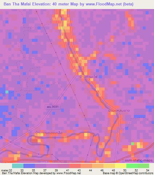 Ban Tha Mafai,Thailand Elevation Map