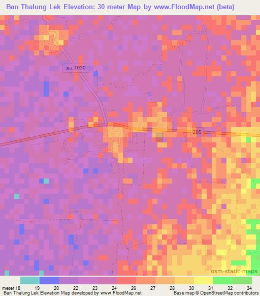Ban Thalung Lek,Thailand Elevation Map