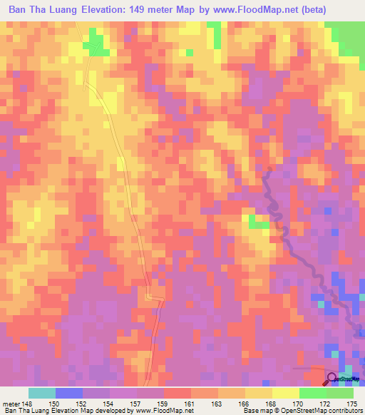 Ban Tha Luang,Thailand Elevation Map