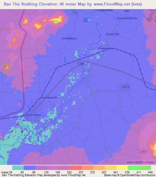 Ban Tha Krathing,Thailand Elevation Map