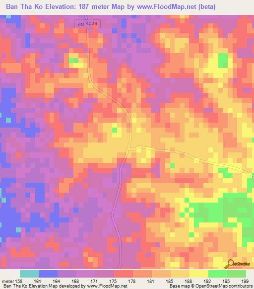Ban Tha Ko,Thailand Elevation Map
