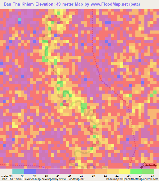 Ban Tha Khiam,Thailand Elevation Map