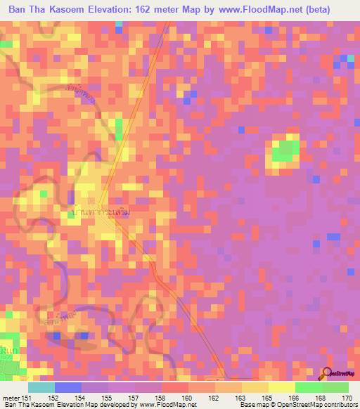 Ban Tha Kasoem,Thailand Elevation Map