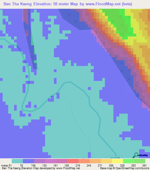 Ban Tha Kaeng,Thailand Elevation Map