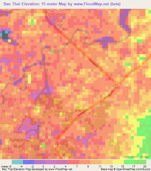 Ban Thai,Thailand Elevation Map