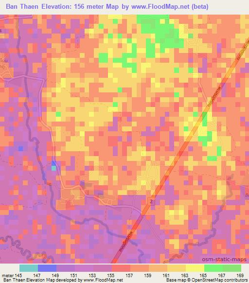 Ban Thaen,Thailand Elevation Map