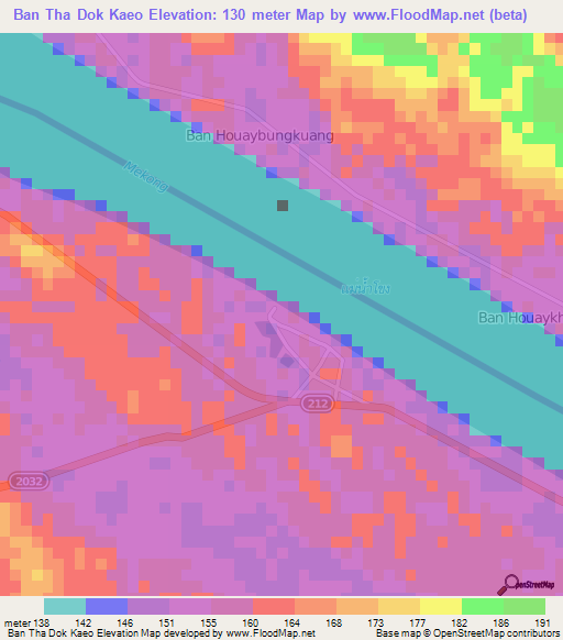 Ban Tha Dok Kaeo,Thailand Elevation Map