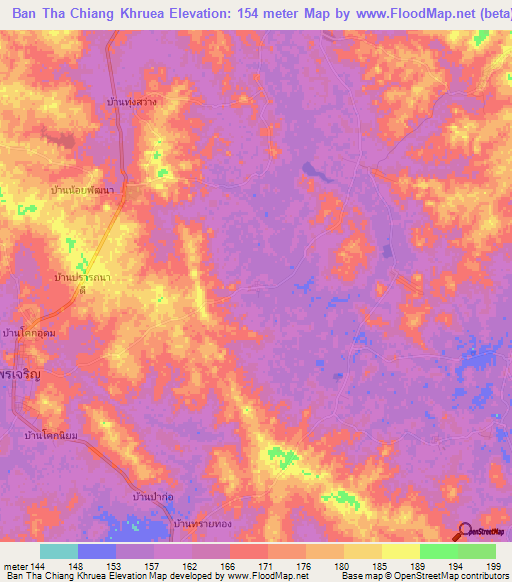 Ban Tha Chiang Khruea,Thailand Elevation Map