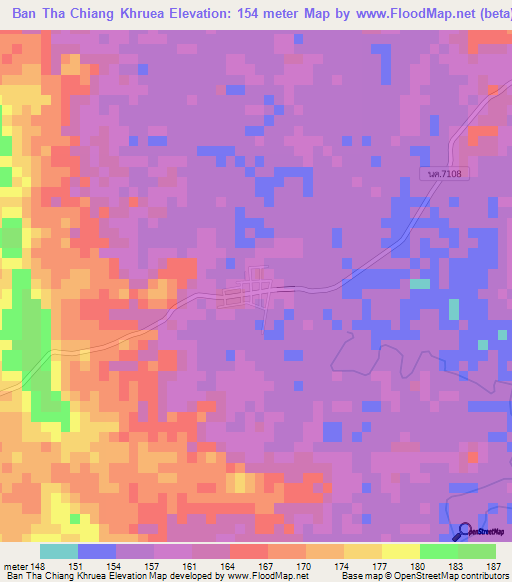 Ban Tha Chiang Khruea,Thailand Elevation Map