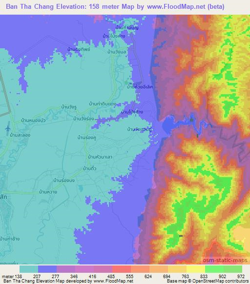 Ban Tha Chang,Thailand Elevation Map