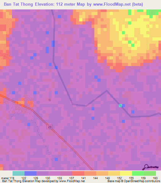 Ban Tat Thong,Thailand Elevation Map