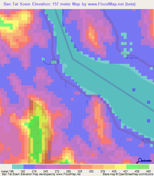 Ban Tat Soem,Thailand Elevation Map