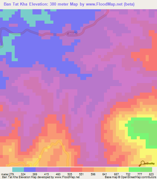 Ban Tat Kha,Thailand Elevation Map