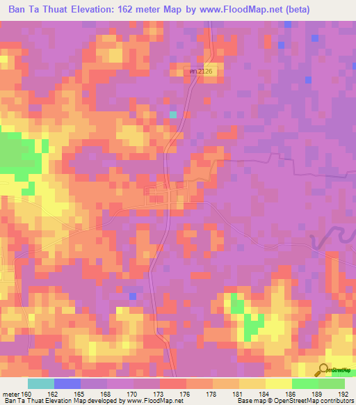 Ban Ta Thuat,Thailand Elevation Map