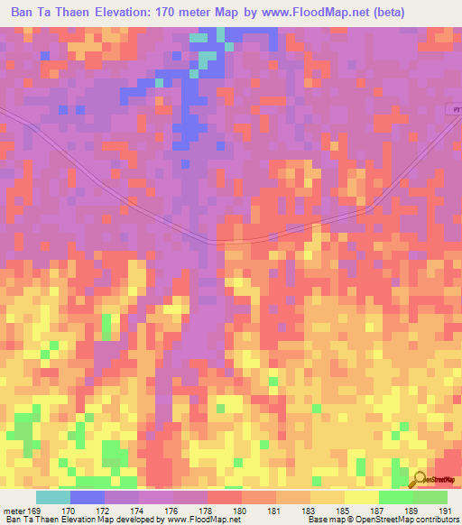Ban Ta Thaen,Thailand Elevation Map