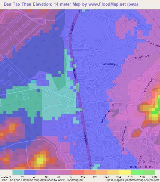 Ban Tao Than,Thailand Elevation Map