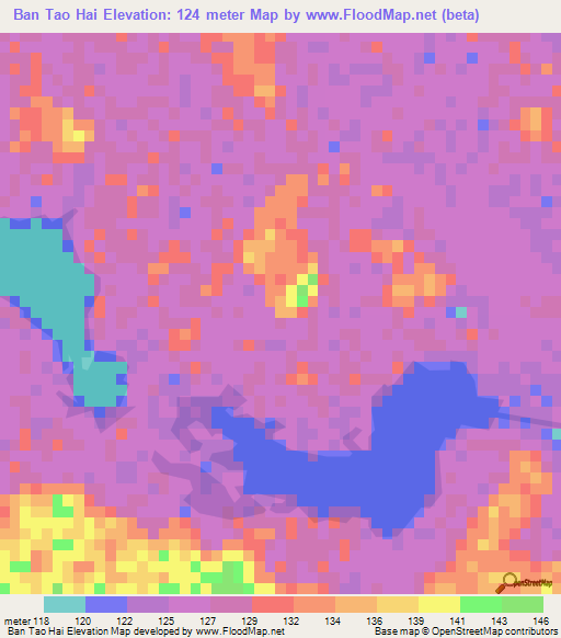 Ban Tao Hai,Thailand Elevation Map