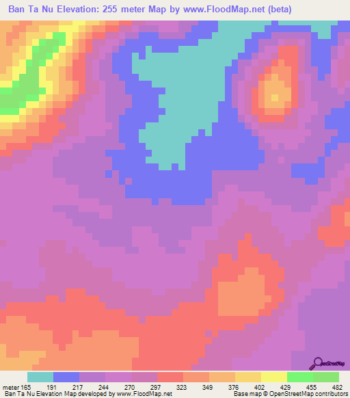 Ban Ta Nu,Thailand Elevation Map