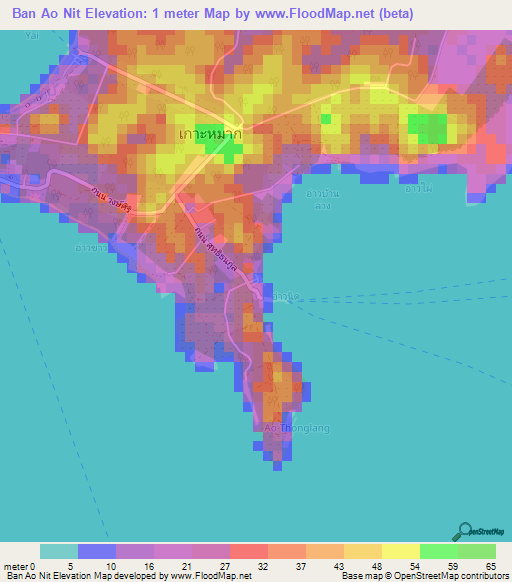 Ban Ao Nit,Thailand Elevation Map