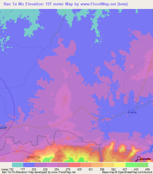 Ban Ta Mo,Thailand Elevation Map
