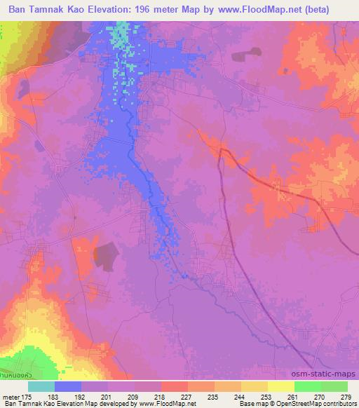 Ban Tamnak Kao,Thailand Elevation Map