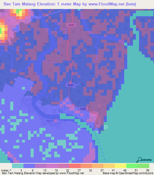 Ban Tam Malang,Thailand Elevation Map