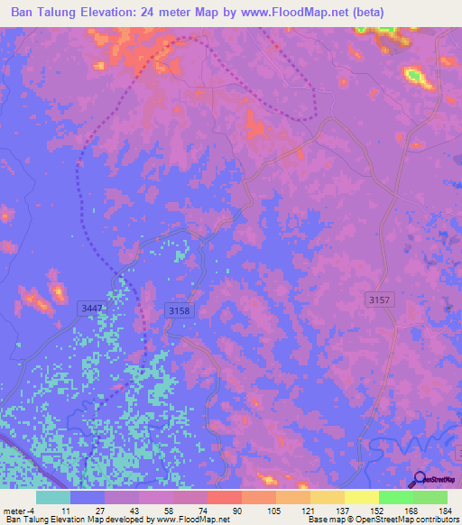 Ban Talung,Thailand Elevation Map