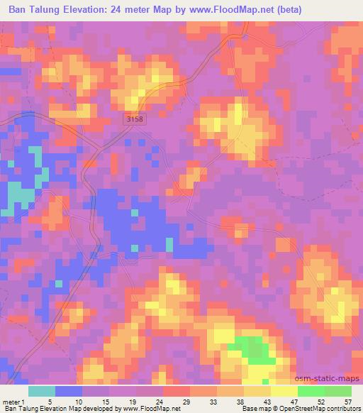 Ban Talung,Thailand Elevation Map