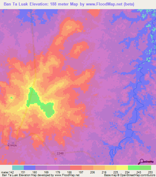 Ban Ta Luak,Thailand Elevation Map