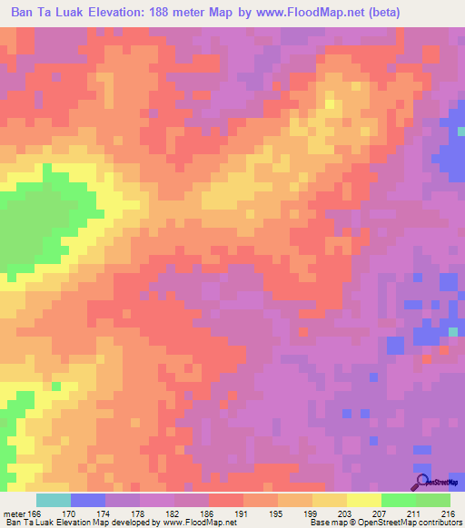 Ban Ta Luak,Thailand Elevation Map
