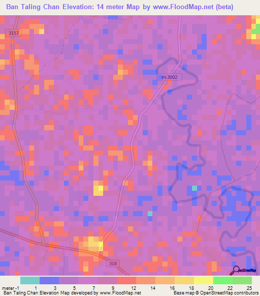 Ban Taling Chan,Thailand Elevation Map