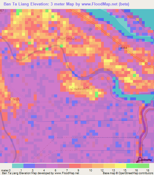 Ban Ta Liang,Thailand Elevation Map