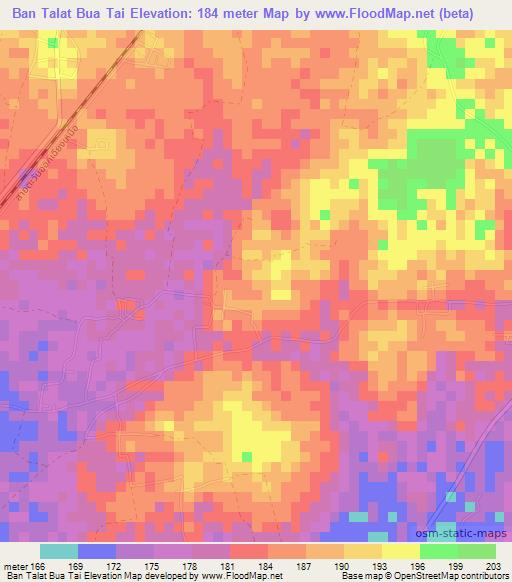 Ban Talat Bua Tai,Thailand Elevation Map