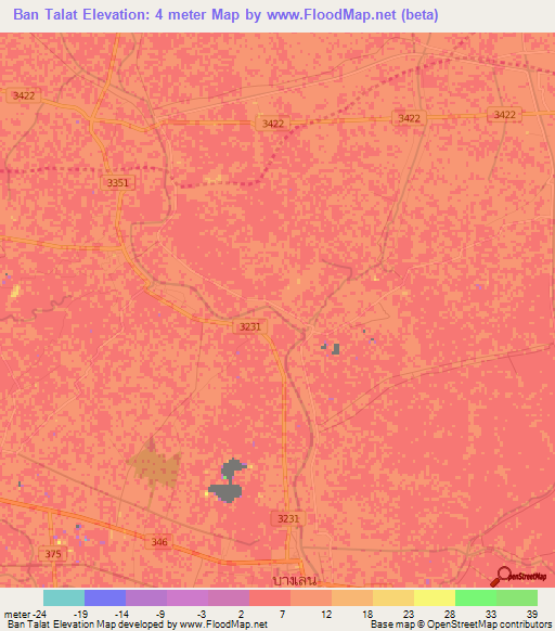 Ban Talat,Thailand Elevation Map