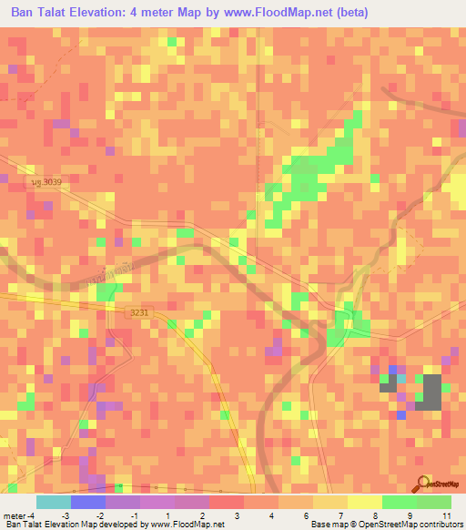 Ban Talat,Thailand Elevation Map