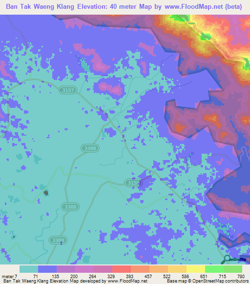 Ban Tak Waeng Klang,Thailand Elevation Map