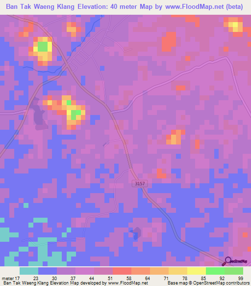 Ban Tak Waeng Klang,Thailand Elevation Map