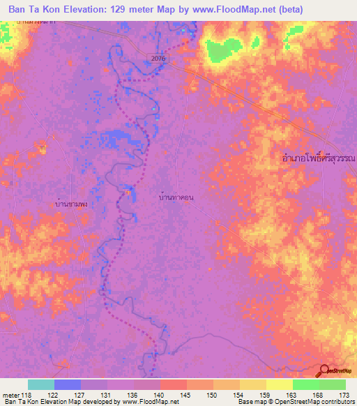 Ban Ta Kon,Thailand Elevation Map