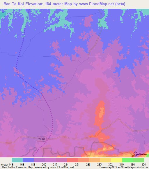 Ban Ta Koi,Thailand Elevation Map