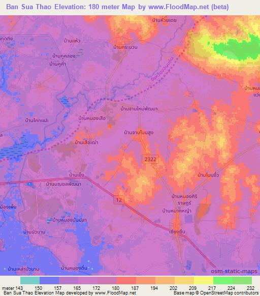 Ban Sua Thao,Thailand Elevation Map