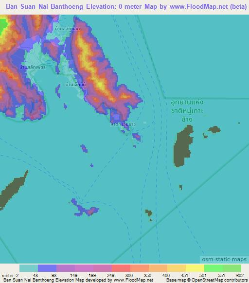Ban Suan Nai Banthoeng,Thailand Elevation Map
